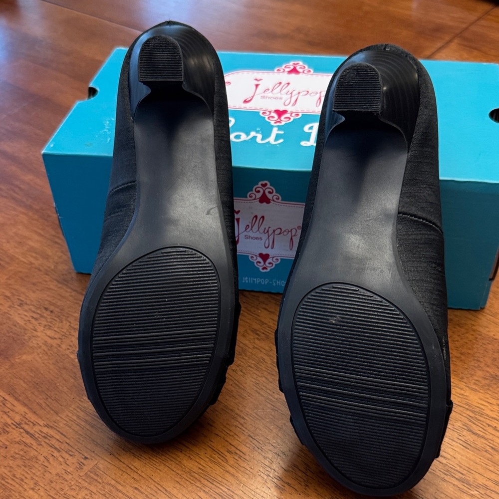 Jellypop Black Bow Mid-Heel Pumps size 8 - Picture 5 of 9